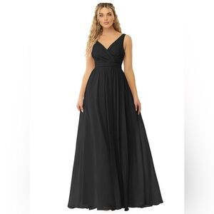 Azazie Kora Bridesmaid Dress Color: Black - Size: 8